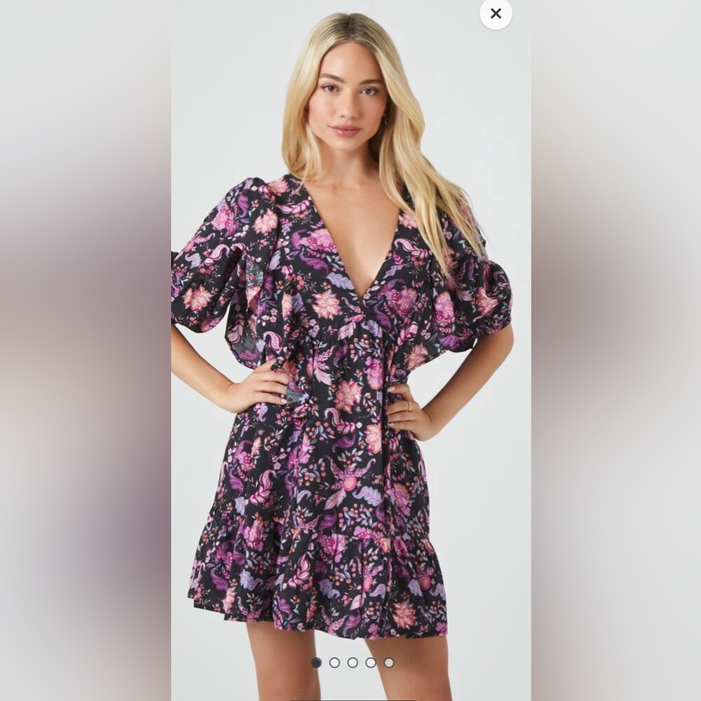 Floral Print Mini Dress, nwt, S